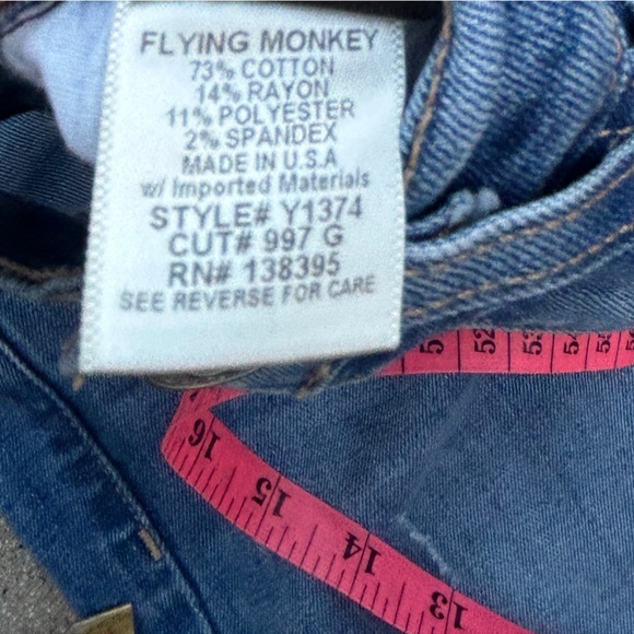Flying Monkey Distresed Denim Jeans Women Size 27 - Picture 9 of 9